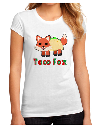 Cute Taco Fox Text Juniors Petite Sublimate Tee-TooLoud-White-Small-Davson Sales