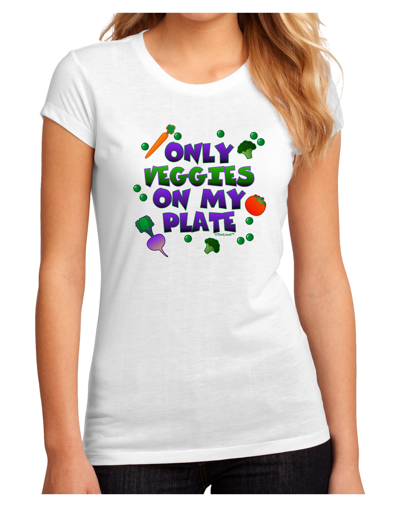 Only Veggies On My Plate Juniors Petite Sublimate Tee-Womens T-Shirt-TooLoud-White-Small-Davson Sales