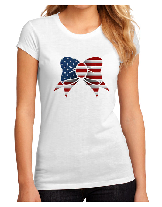 Patriotic Bow Juniors Petite Sublimate Tee-TooLoud-White-Small-Davson Sales