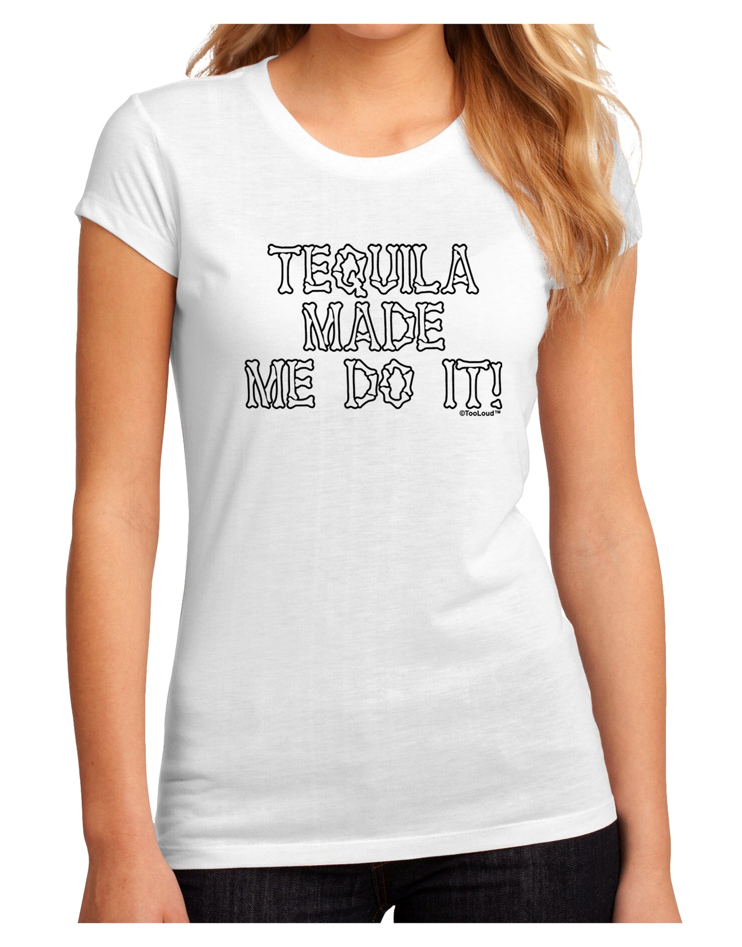 Tequila Made Me Do It - Bone Text Juniors Sublimate Tee by TooLoud-Womens T-Shirt-TooLoud-White-Small-Davson Sales