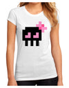 Retro 8-Bit Skull with Pink Bow Juniors Sublimate Tee-TooLoud-White-Small-Davson Sales