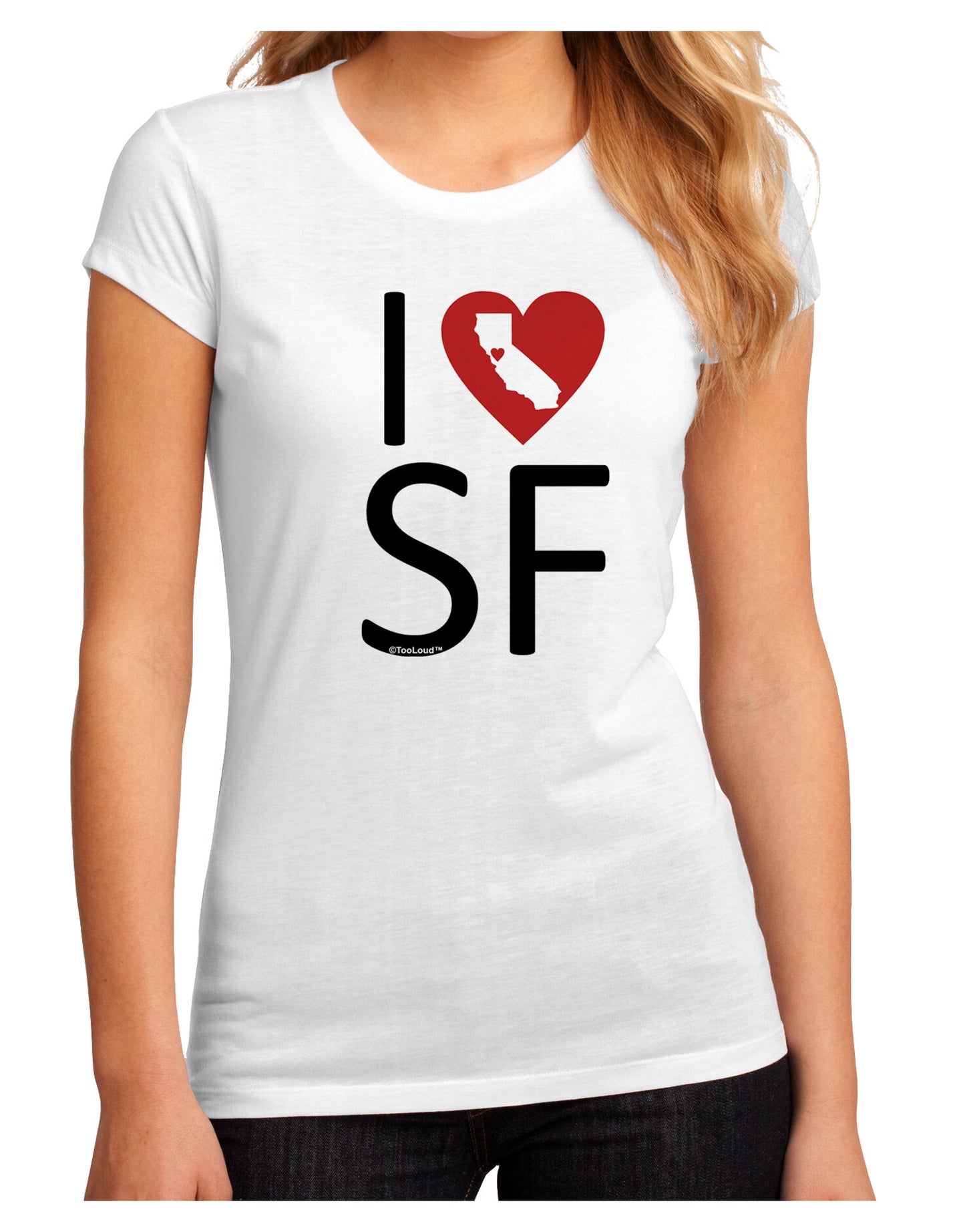 I Heart San Francisco Juniors Petite Sublimate Tee-Womens T-Shirt-TooLoud-White-Small-Davson Sales