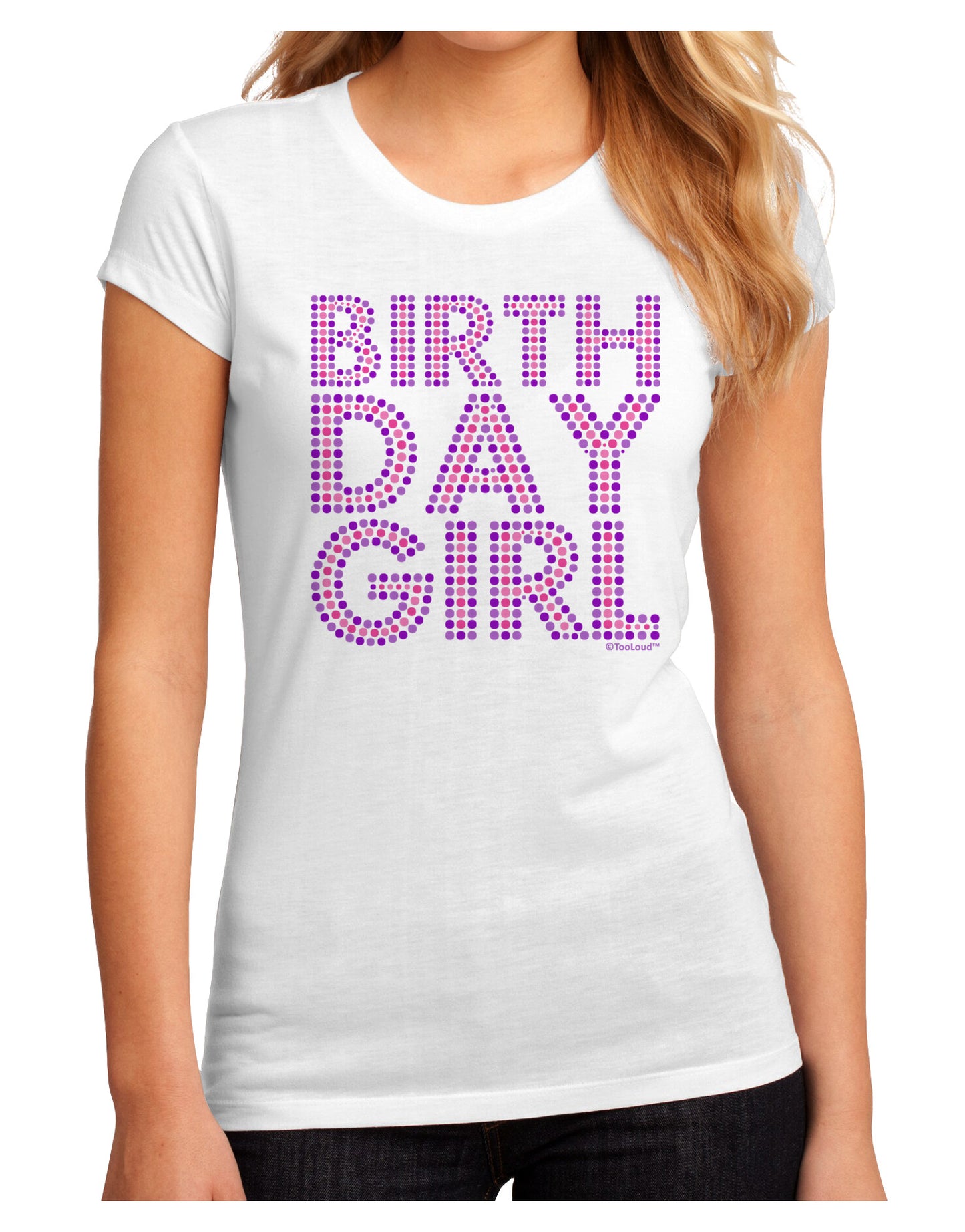 Birthday Girl - Pink and Purple Dots Juniors Sublimate Tee by TooLoud-Womens T-Shirt-TooLoud-White-Small-Davson Sales