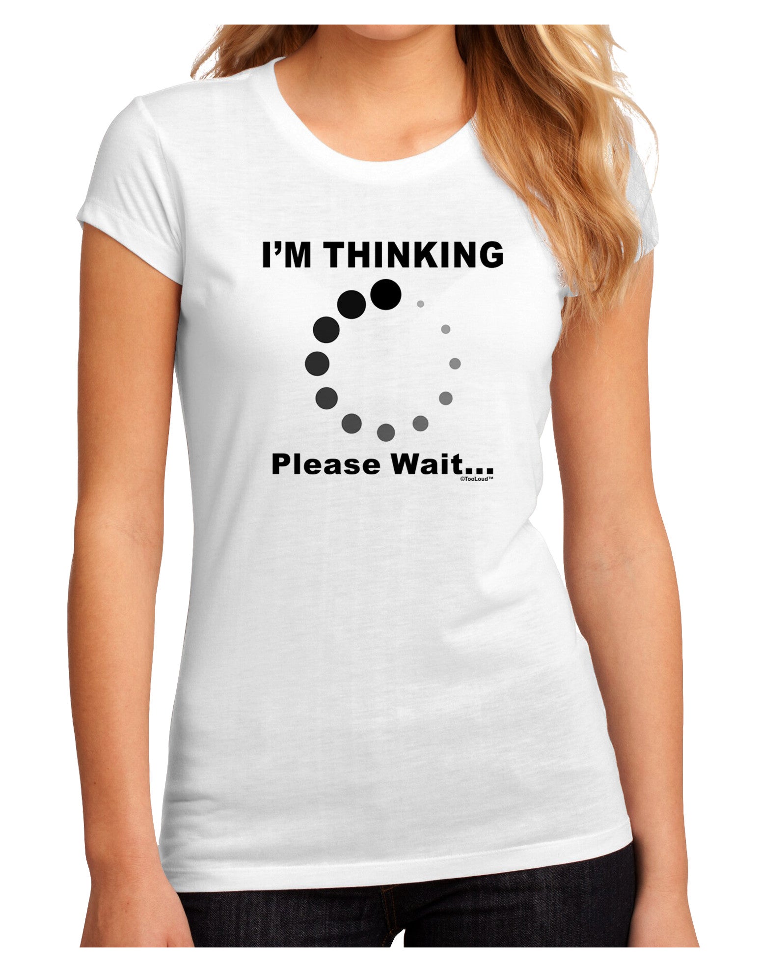 Thinking Please Wait Juniors Petite Sublimate Tee-Womens T-Shirt-TooLoud-White-Small-Davson Sales