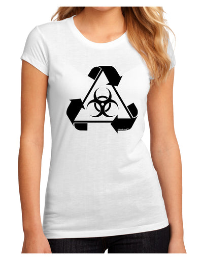 Recycle Biohazard Sign Black and White Juniors Sublimate Tee by TooLoud-Womens T-Shirt-TooLoud-White-Small-Davson Sales