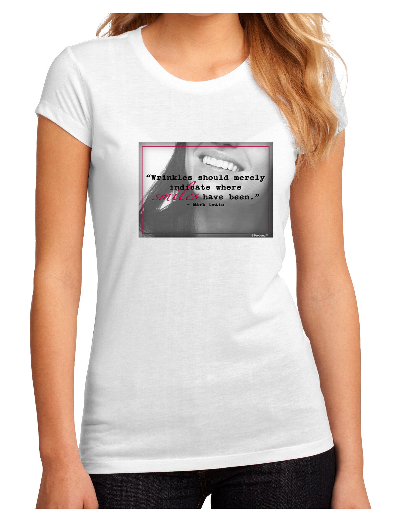 Where Smiles Mark Twain Juniors Petite Sublimate Tee-Womens T-Shirt-TooLoud-White-Small-Davson Sales