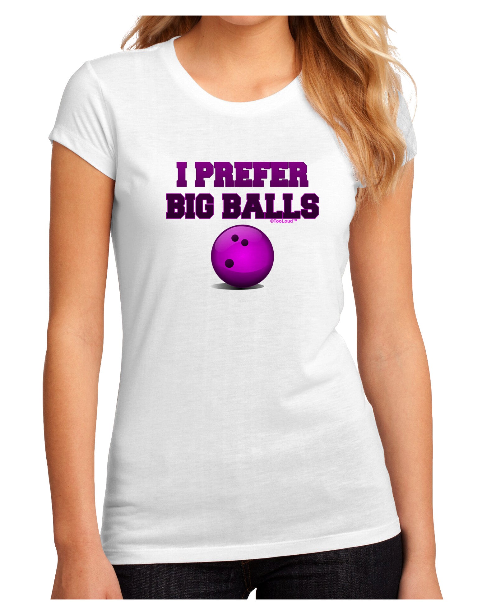 I Prefer Big Balls - Bowling Juniors Petite Sublimate Tee-Womens T-Shirt-TooLoud-White-Small-Davson Sales