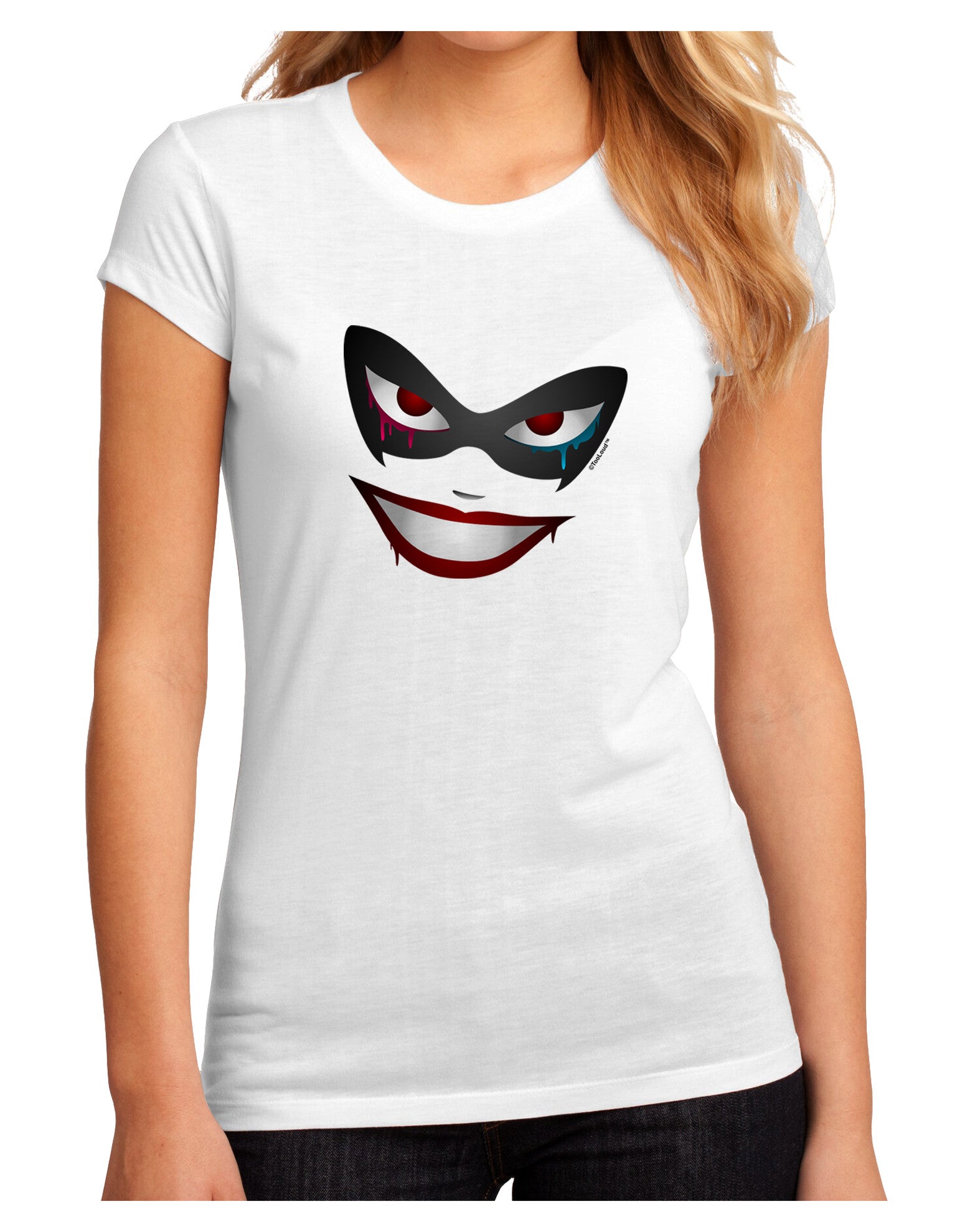 Lil Monster Mask Juniors Petite Sublimate Tee-TooLoud-White-Small-Davson Sales