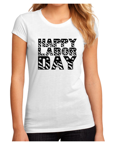 Happy Labor Day Text Juniors Sublimate Tee-TooLoud-White-Small-Davson Sales