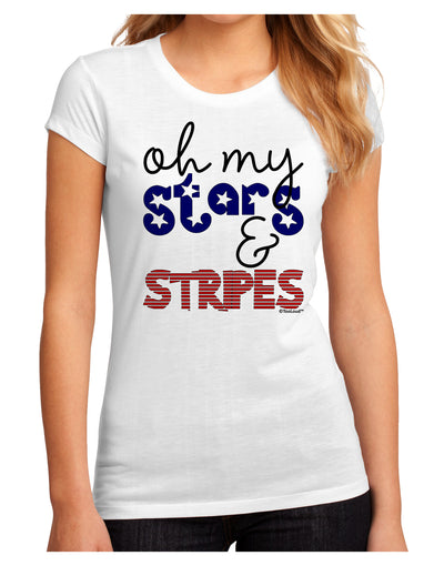 Oh My Stars and Stripes - Patriotic Design Juniors Sublimate Tee-TooLoud-White-Small-Davson Sales