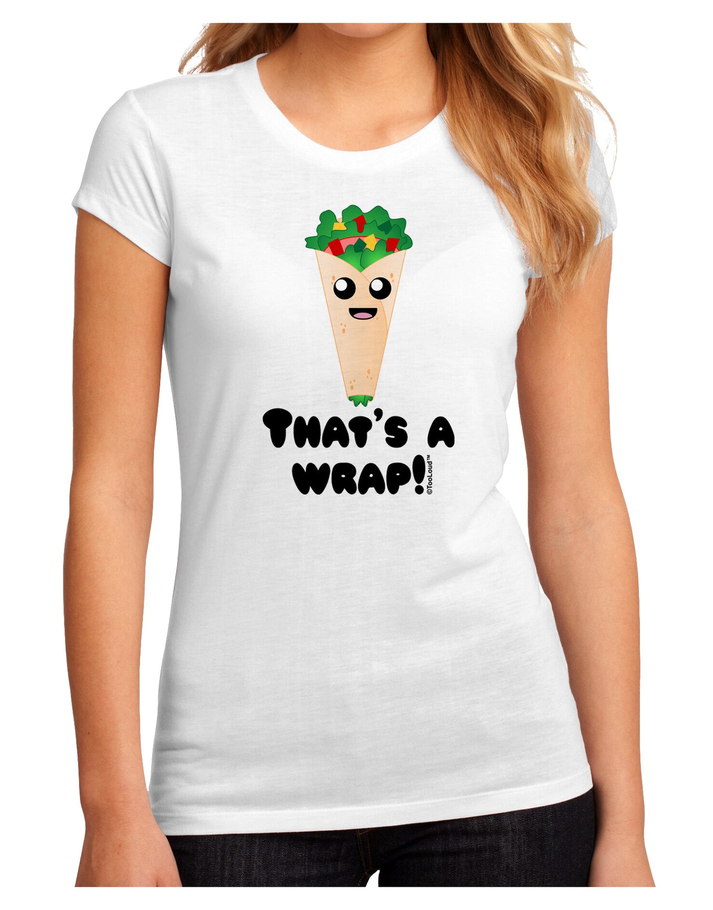 Thats A Wrap Cute Wrap Juniors Sublimate Tee-TooLoud-White-Small-Davson Sales