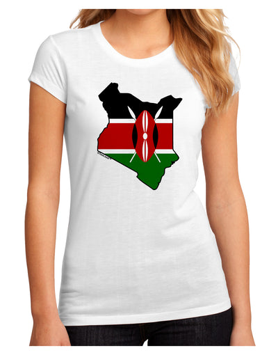 Kenya Flag Silhouette Juniors Petite Sublimate Tee-TooLoud-White-Small-Davson Sales