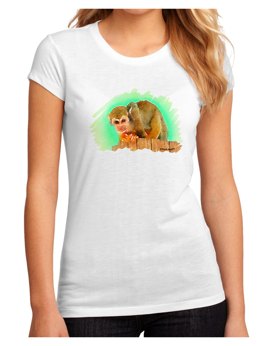 Squirrel Monkey Watercolor Juniors Sublimate Tee-TooLoud-White-Small-Davson Sales