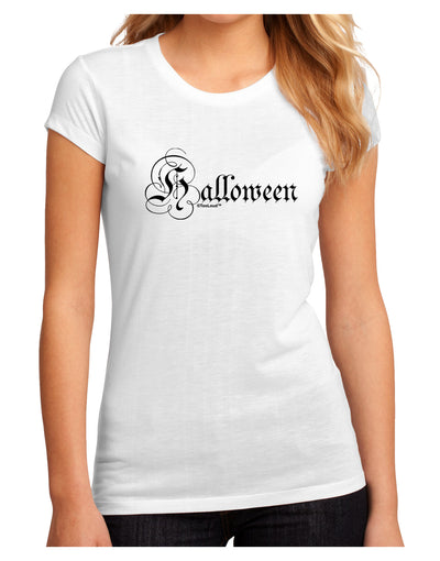 Halloween Script Text Juniors Sublimate Tee-TooLoud-White-Small-Davson Sales