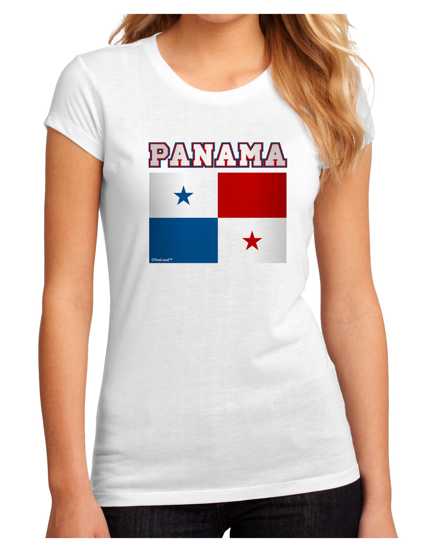 Panama Flag Juniors Petite Sublimate Tee-TooLoud-White-Small-Davson Sales
