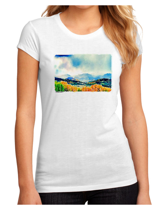Colorado Mountain Scene Juniors Petite Sublimate Tee-TooLoud-White-Small-Davson Sales
