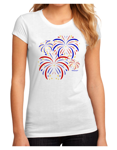 Patriotic Fireworks with Bursting Stars Juniors Sublimate Tee by TooLoud-Womens T-Shirt-TooLoud-White-Small-Davson Sales