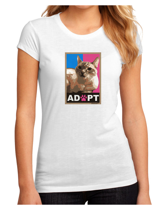 Adopt Cute Kitty Cat Adoption Juniors Petite Sublimate Tee-TooLoud-White-Small-Davson Sales