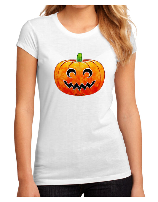Jack-O-Lantern Watercolor Juniors Sublimate Tee-TooLoud-White-Small-Davson Sales