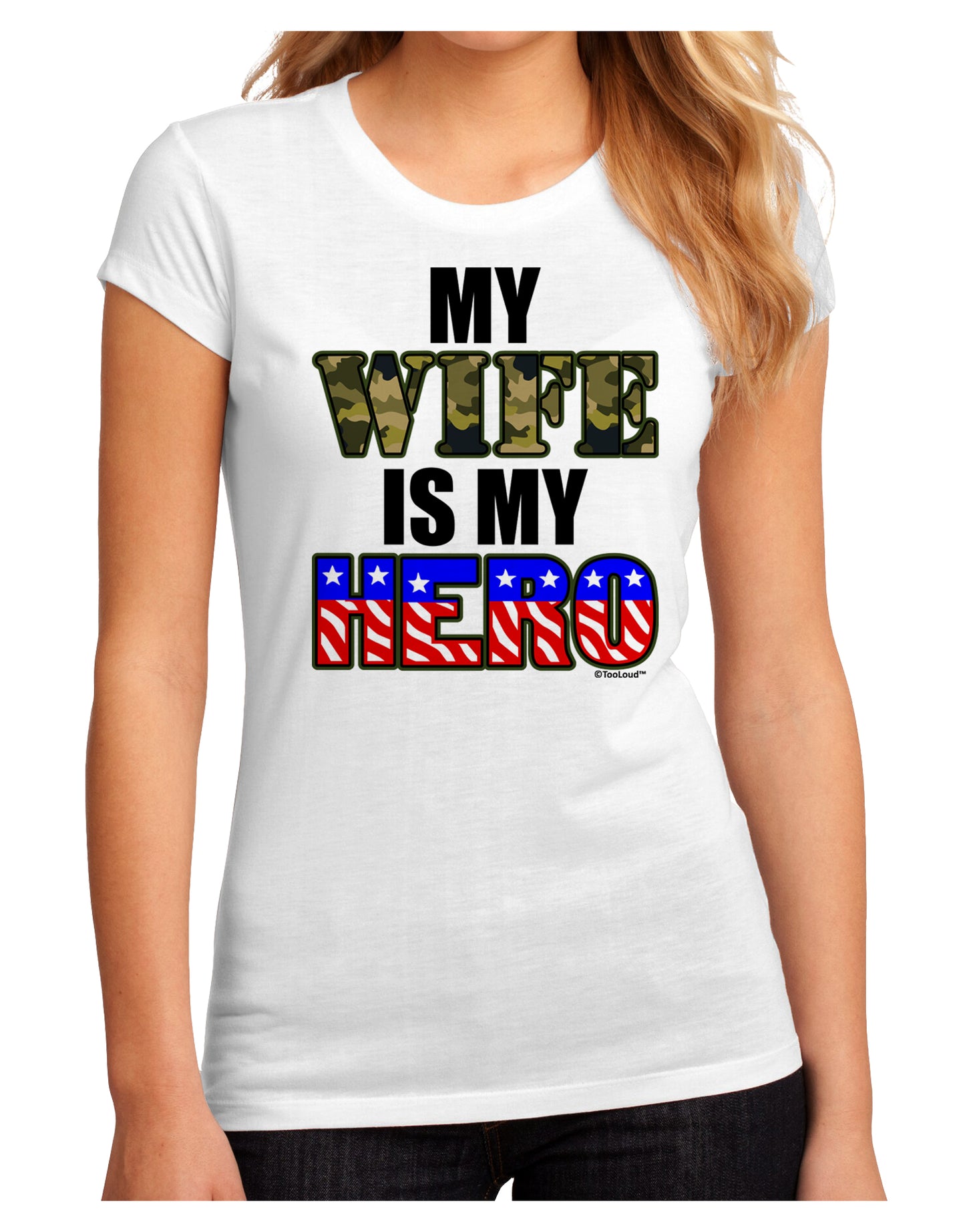 My Wife is My Hero - Armed Forces Juniors Sublimate Tee by TooLoud-Womens T-Shirt-TooLoud-White-Small-Davson Sales