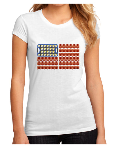 American Breakfast Flag - Bacon and Eggs Juniors Sublimate Tee-TooLoud-White-Small-Davson Sales