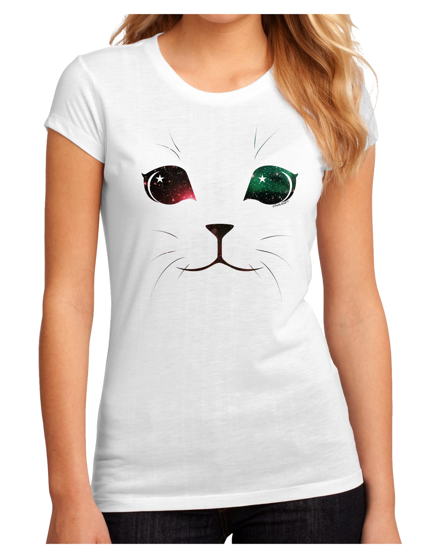 Adorable Space Cat Juniors Petite Sublimate Tee by-TooLoud-White-Small-Davson Sales