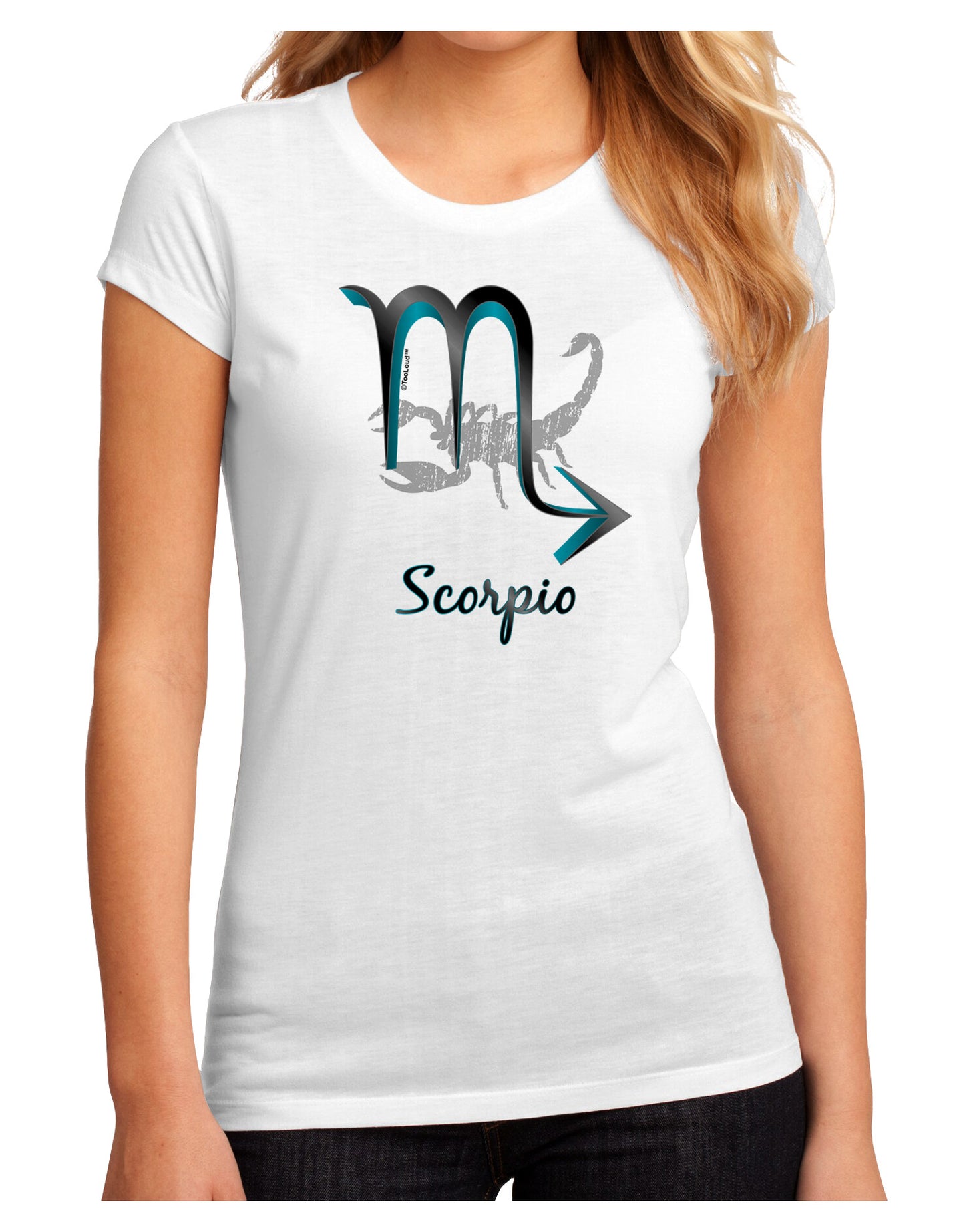Scorpio Symbol Juniors Petite Sublimate Tee-TooLoud-White-Small-Davson Sales