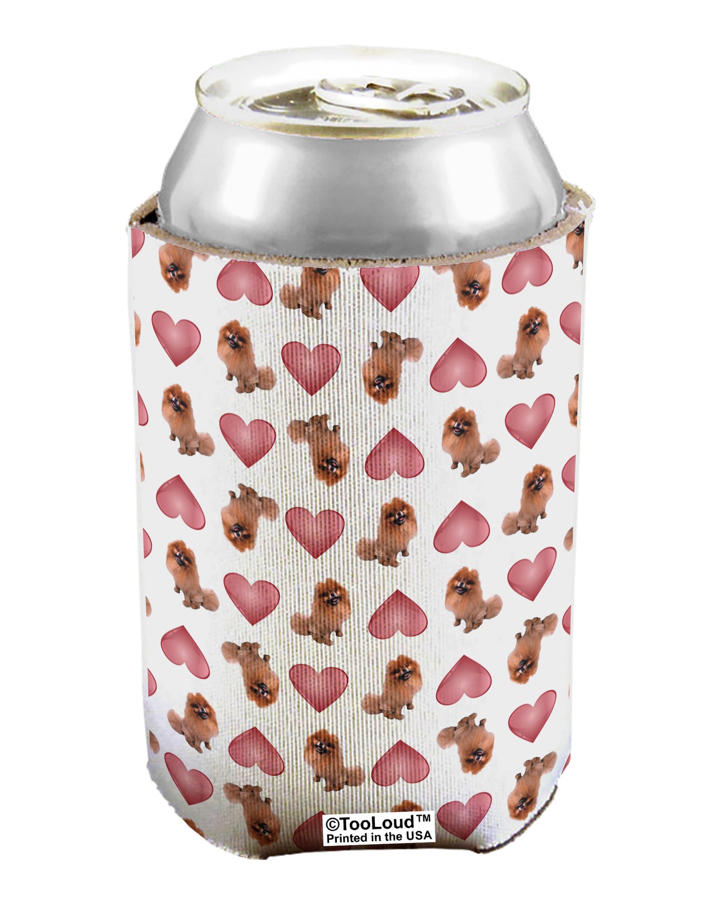 Pomeranian Hearts AOP Can / Bottle Insulator Coolers All Over Print-Can Coolie-TooLoud-1-Davson Sales