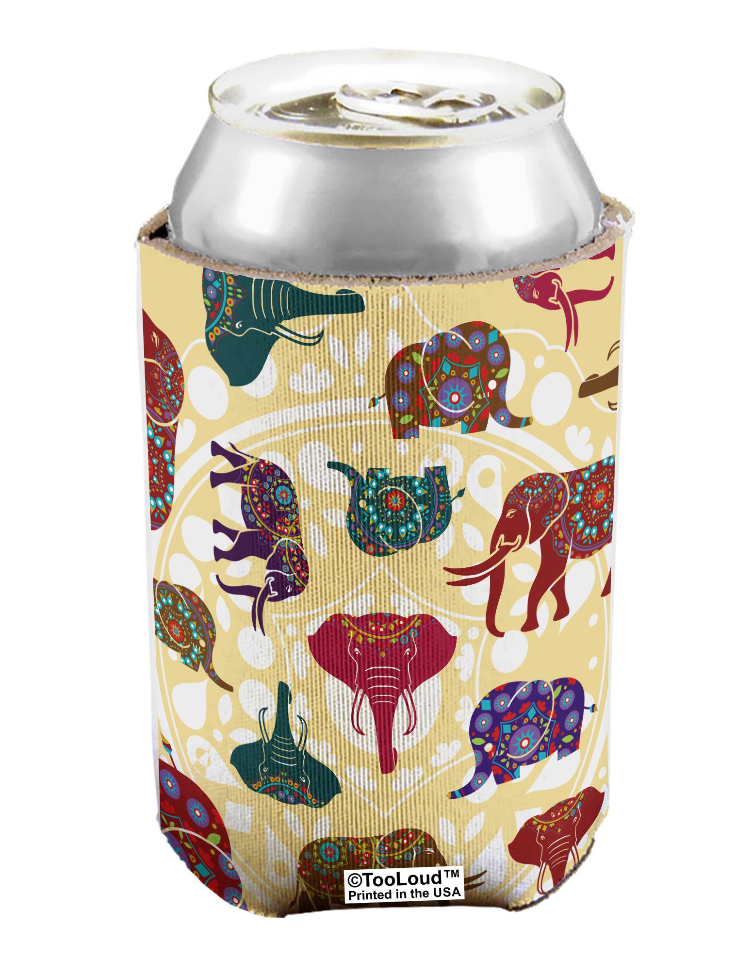 Indian Elephants AOP Can / Bottle Insulator Coolers All Over Print-Can Coolie-TooLoud-1-Davson Sales