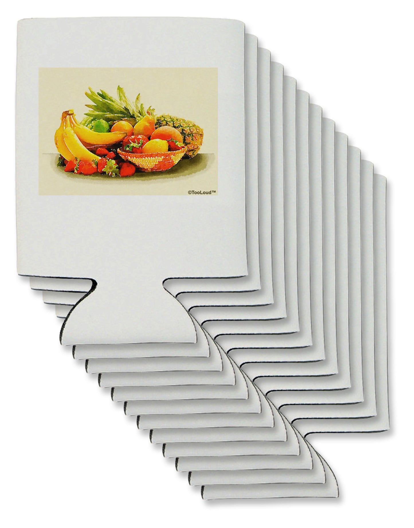 Watercolor Fruit Bowl 2 Can / Bottle Insulator Coolers-Can Coolie-TooLoud-12 Pieces-Davson Sales