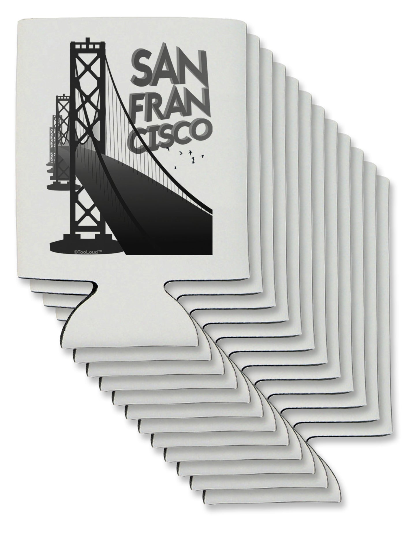 San Francisco Text Bay Bridge Can / Bottle Insulator Coolers-Can Coolie-TooLoud-12-Davson Sales