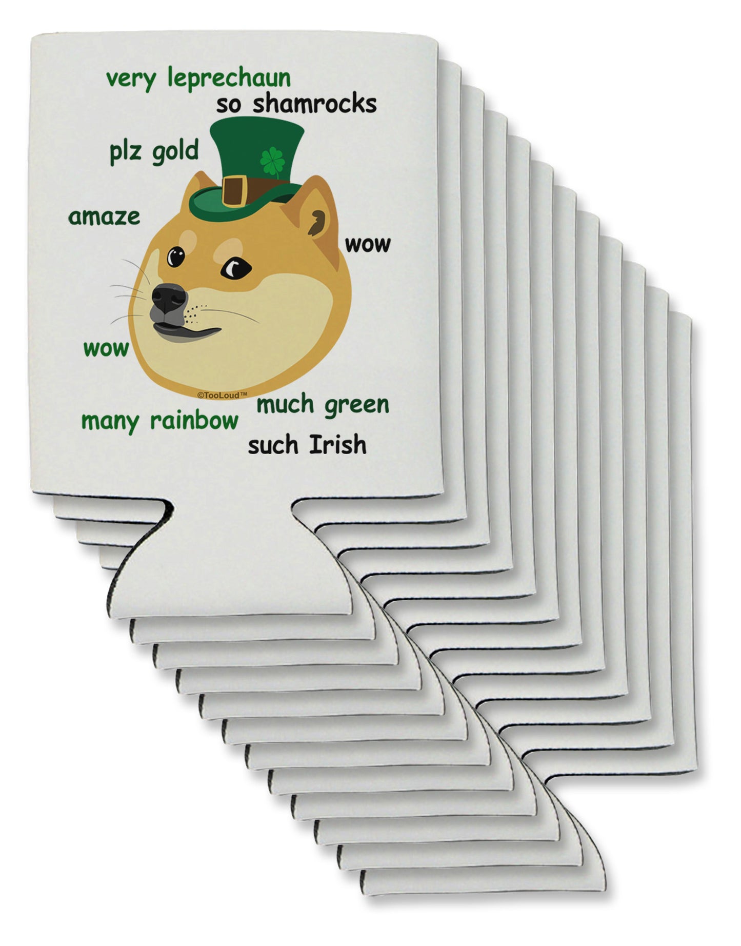 St Patricks Day Leprechaun Doge Can / Bottle Insulator Coolers-Can Coolie-TooLoud-12-Davson Sales