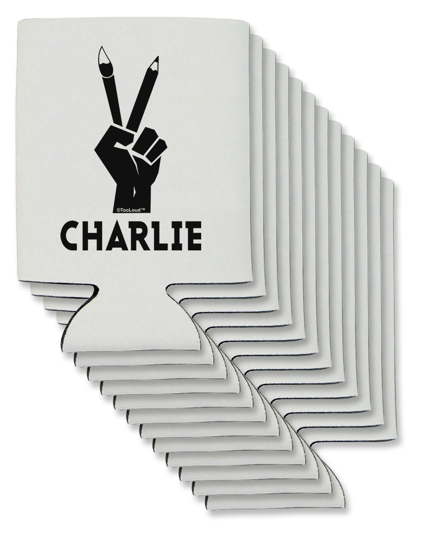 Hand Peace Sign - Charlie Design Can / Bottle Insulator Coolers by TooLoud-Can Coolie-TooLoud-12-Davson Sales