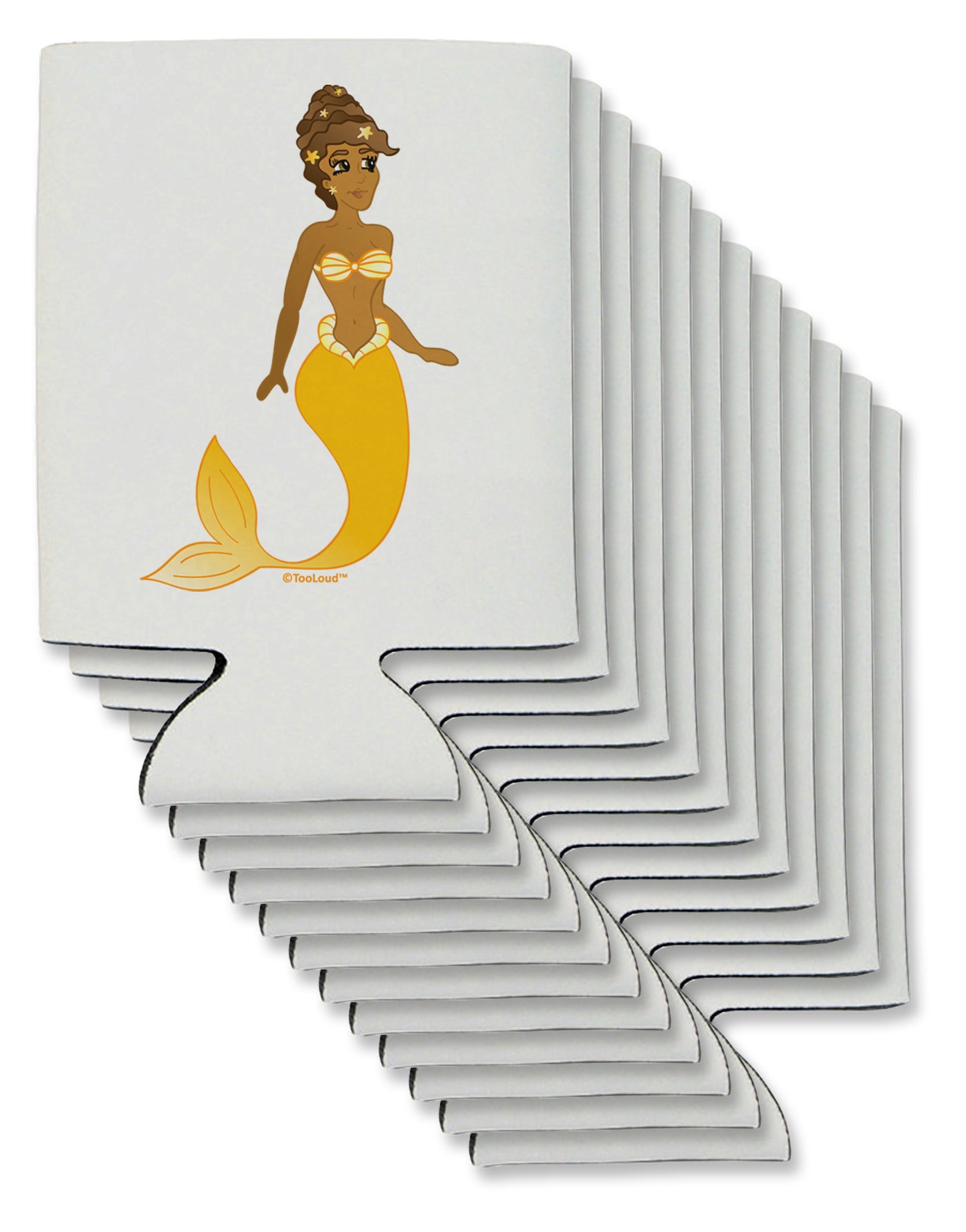 Mermaid Design - Yellow Can / Bottle Insulator Coolers-Can Coolie-TooLoud-12-Davson Sales