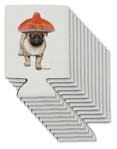 Pug Dog with Pink Sombrero Can / Bottle Insulator Coolers by TooLoud-Can Coolie-TooLoud-12-Davson Sales