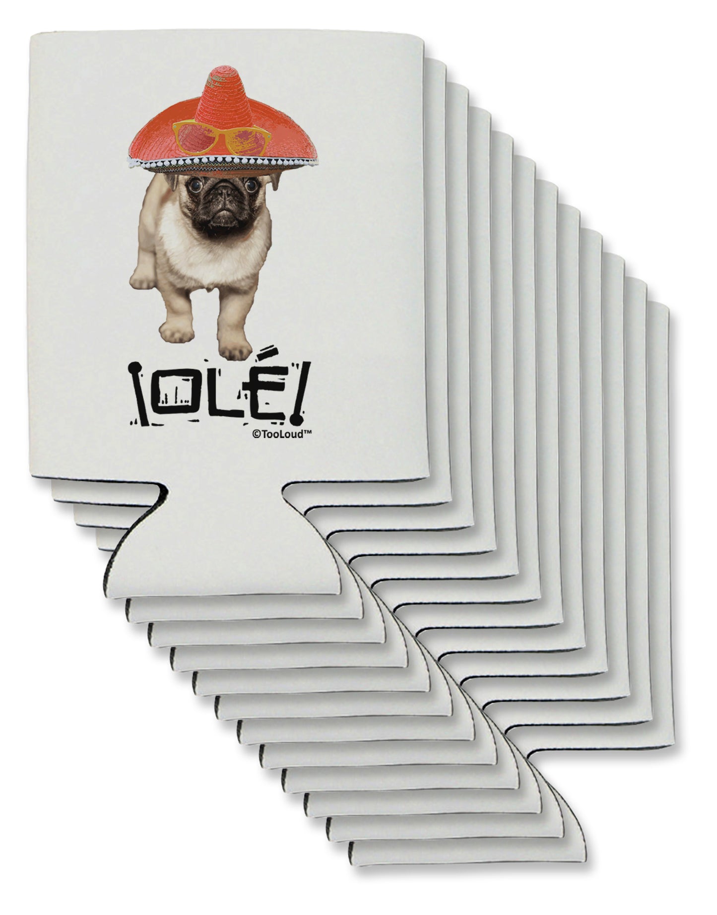 Pug Dog with Pink Sombrero - Ole Can / Bottle Insulator Coolers by TooLoud-Can Coolie-TooLoud-12-Davson Sales