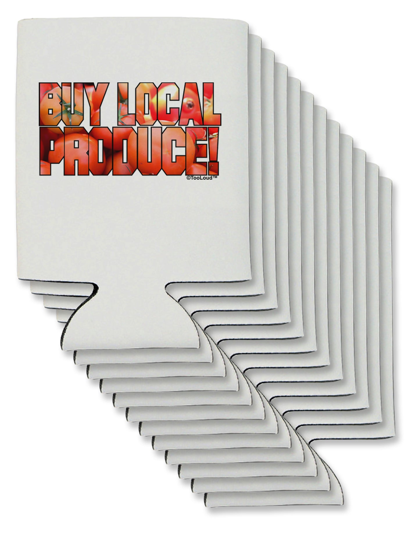 Buy Local Produce Tomatoes Text Can / Bottle Insulator Coolers-Can Coolie-TooLoud-12 Pieces-Davson Sales
