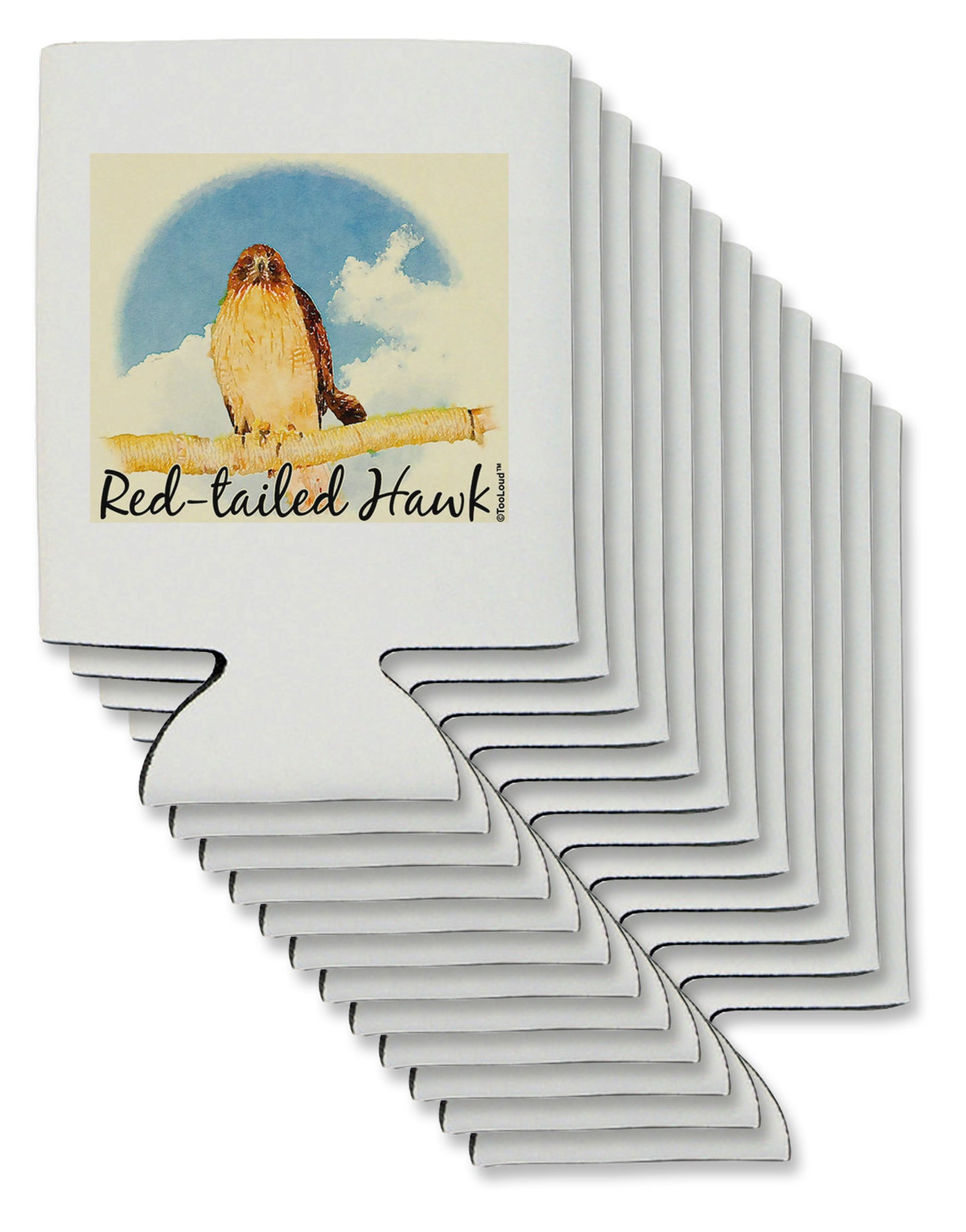 Red-tailed Hawk Text Can / Bottle Insulator Coolers-Can Coolie-TooLoud-12 Pieces-Davson Sales