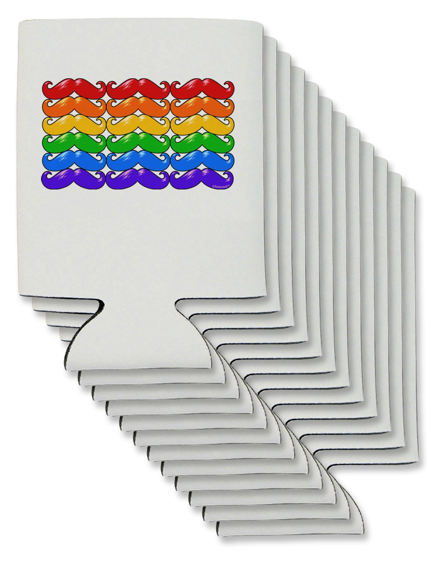 Rainbow Mustaches Gay Pride Flag Can / Bottle Insulator Coolers-Can Coolie-TooLoud-12 Pieces-Davson Sales