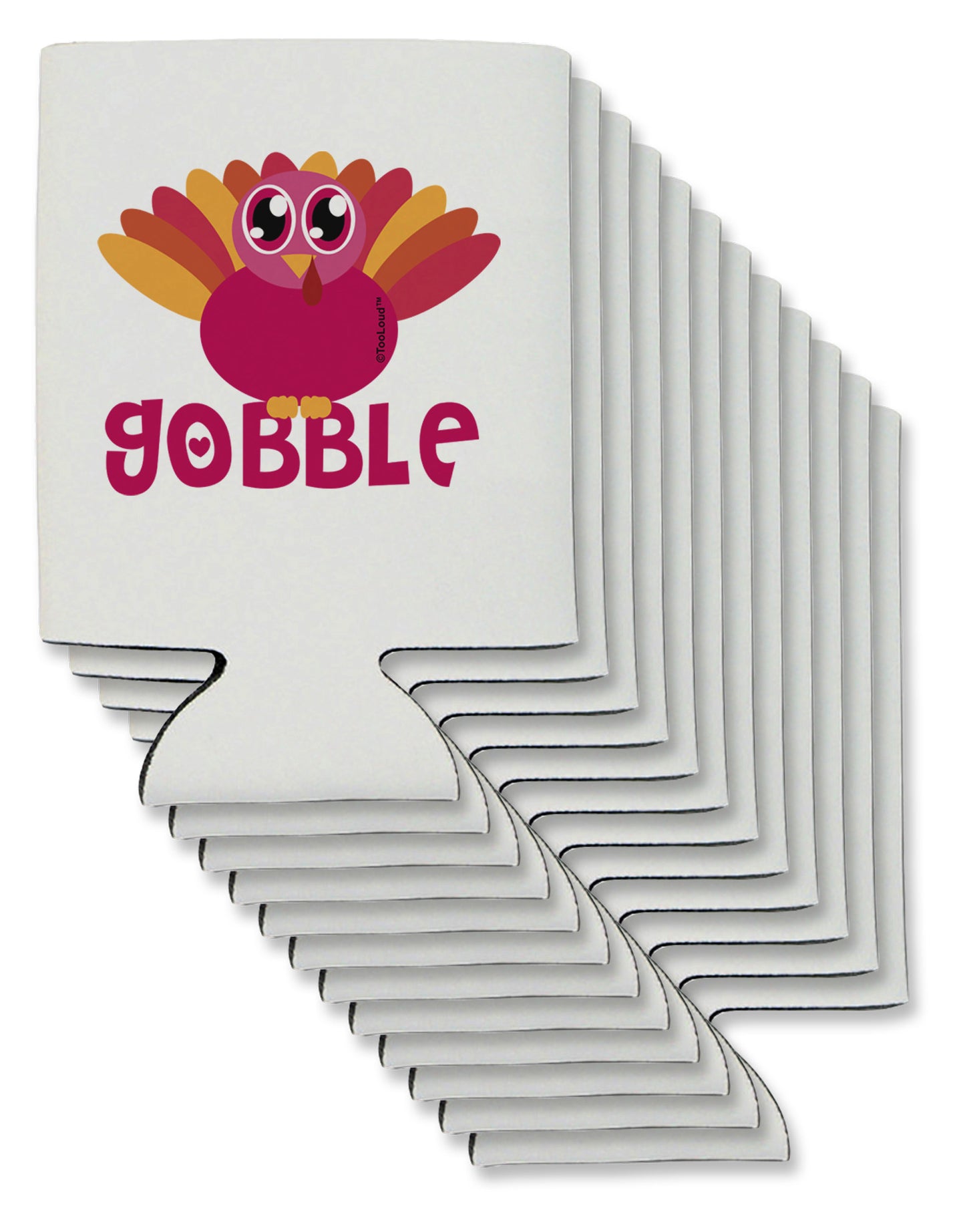Cute Gobble Turkey Pink Can / Bottle Insulator Coolers-Can Coolie-TooLoud-12-Davson Sales