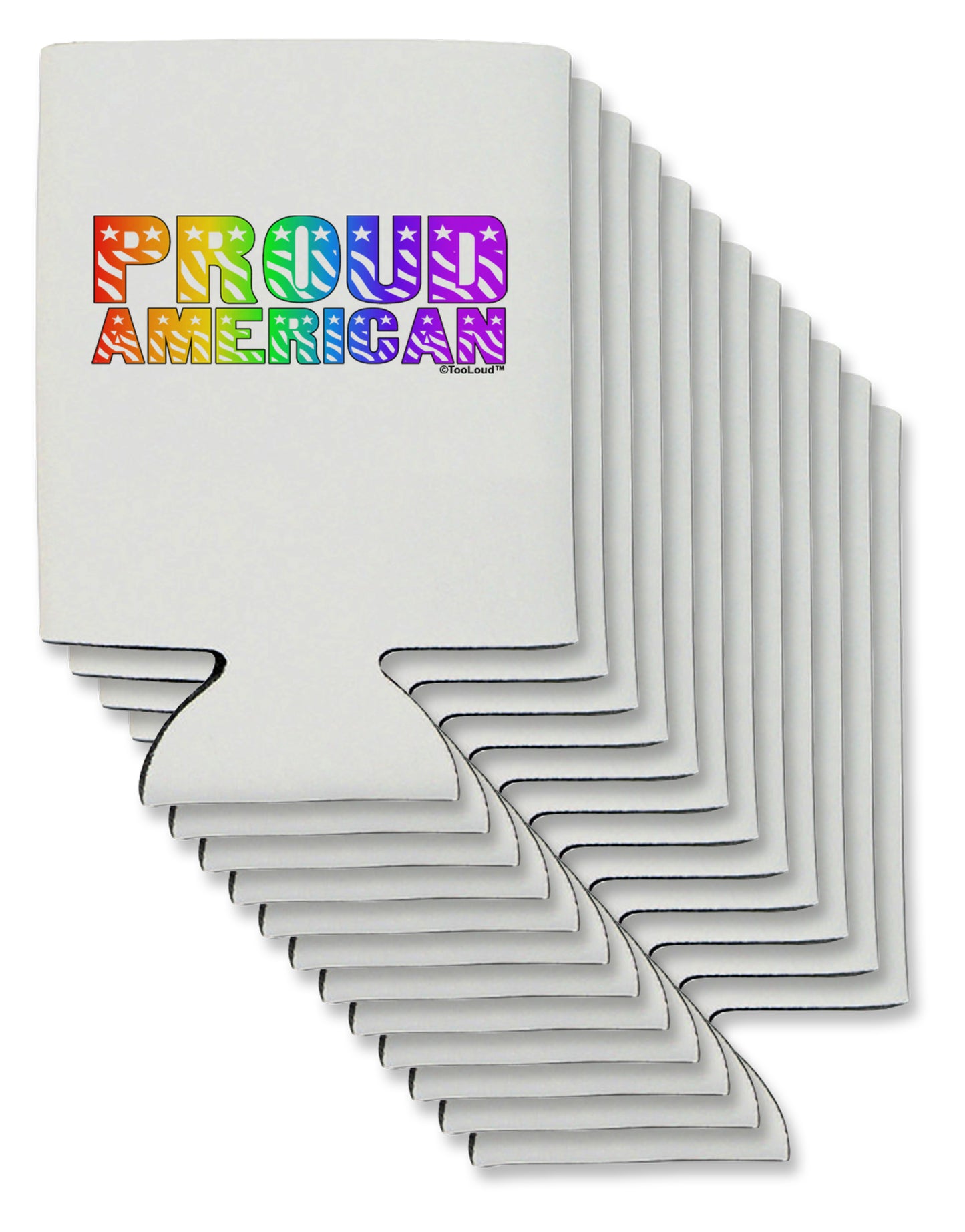 Proud American Rainbow Text Can / Bottle Insulator Coolers by TooLoud-Can Coolie-TooLoud-12-Davson Sales