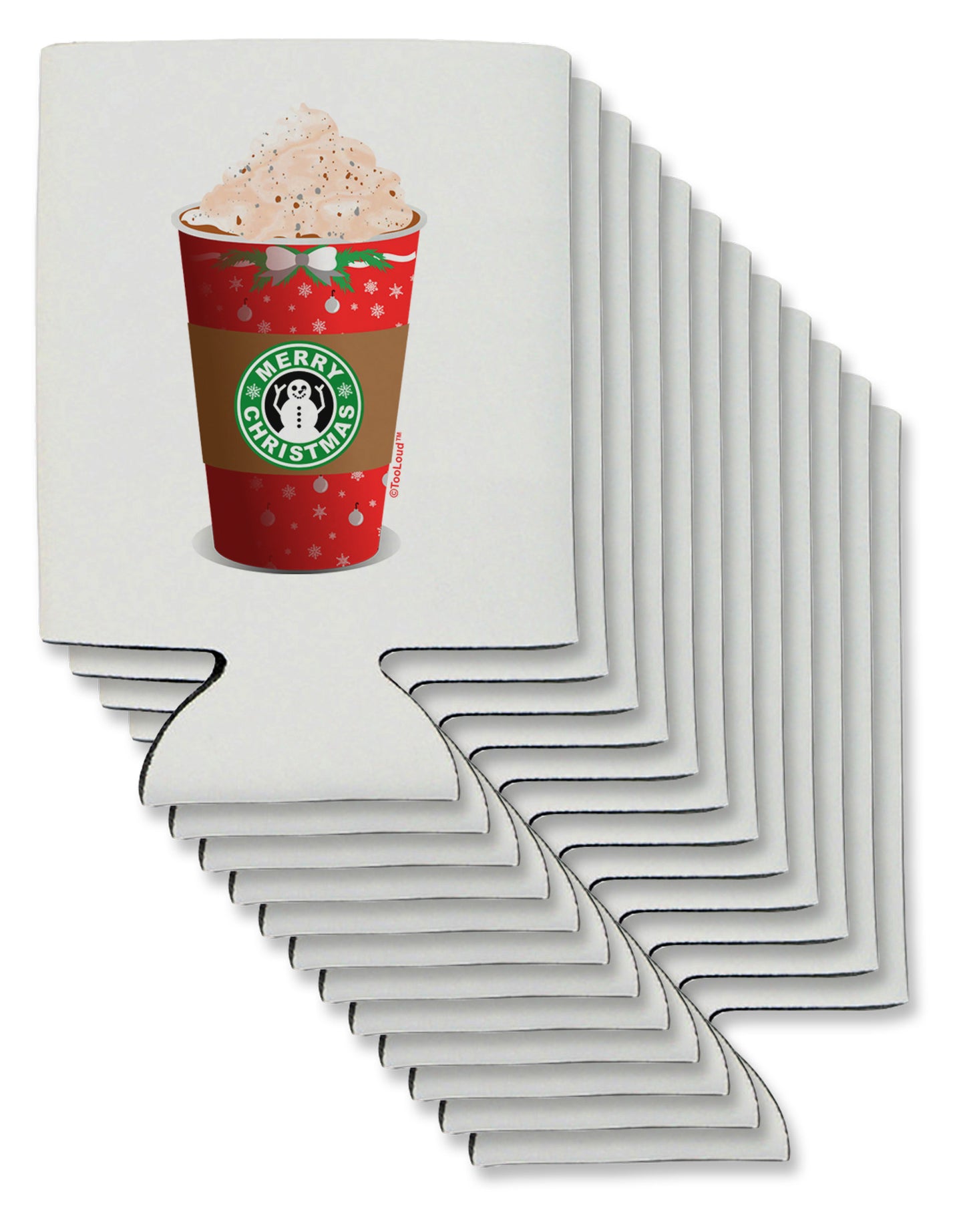 Merry Christmas Latte Cup Can / Bottle Insulator Coolers-Can Coolie-TooLoud-12-Davson Sales