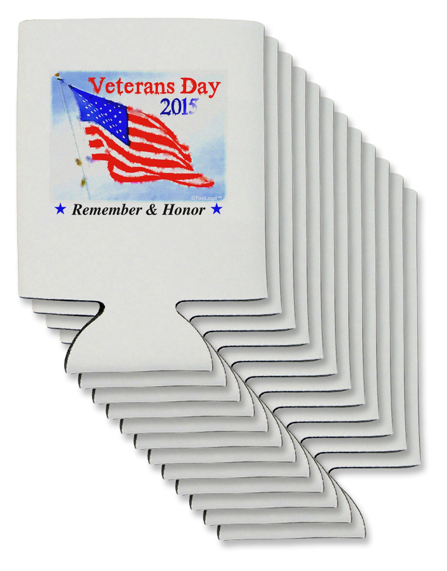 Veterans Day 2015 WaterColor Can / Bottle Insulator Coolers-Can Coolie-TooLoud-12-Davson Sales