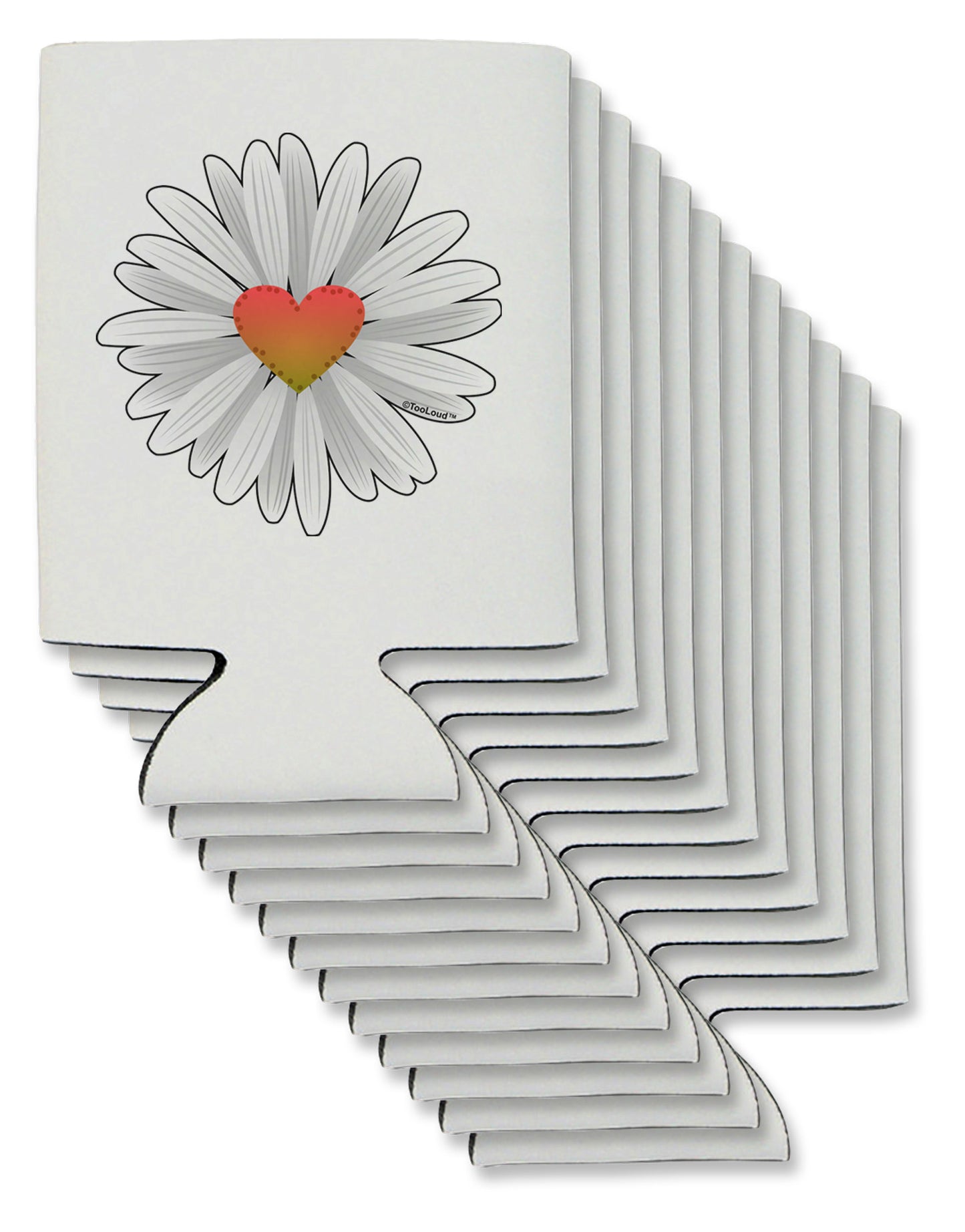 Pretty Daisy Heart Can / Bottle Insulator Coolers-Can Coolie-TooLoud-12-Davson Sales