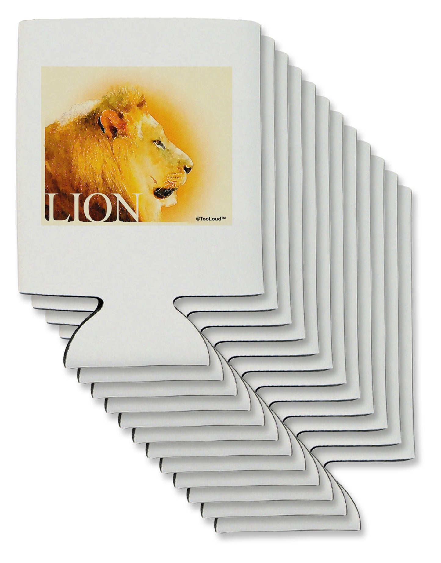 Lion Watercolor 3 Text Can / Bottle Insulator Coolers-Can Coolie-TooLoud-12 Pieces-Davson Sales