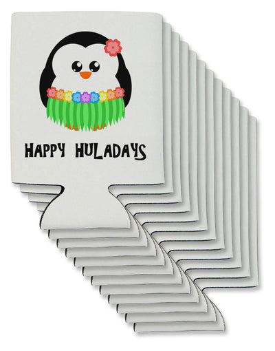 Happy Huladays Holiday Penguin - Christmas Can / Bottle Insulator Coolers-Can Coolie-TooLoud-12 Pieces-Davson Sales