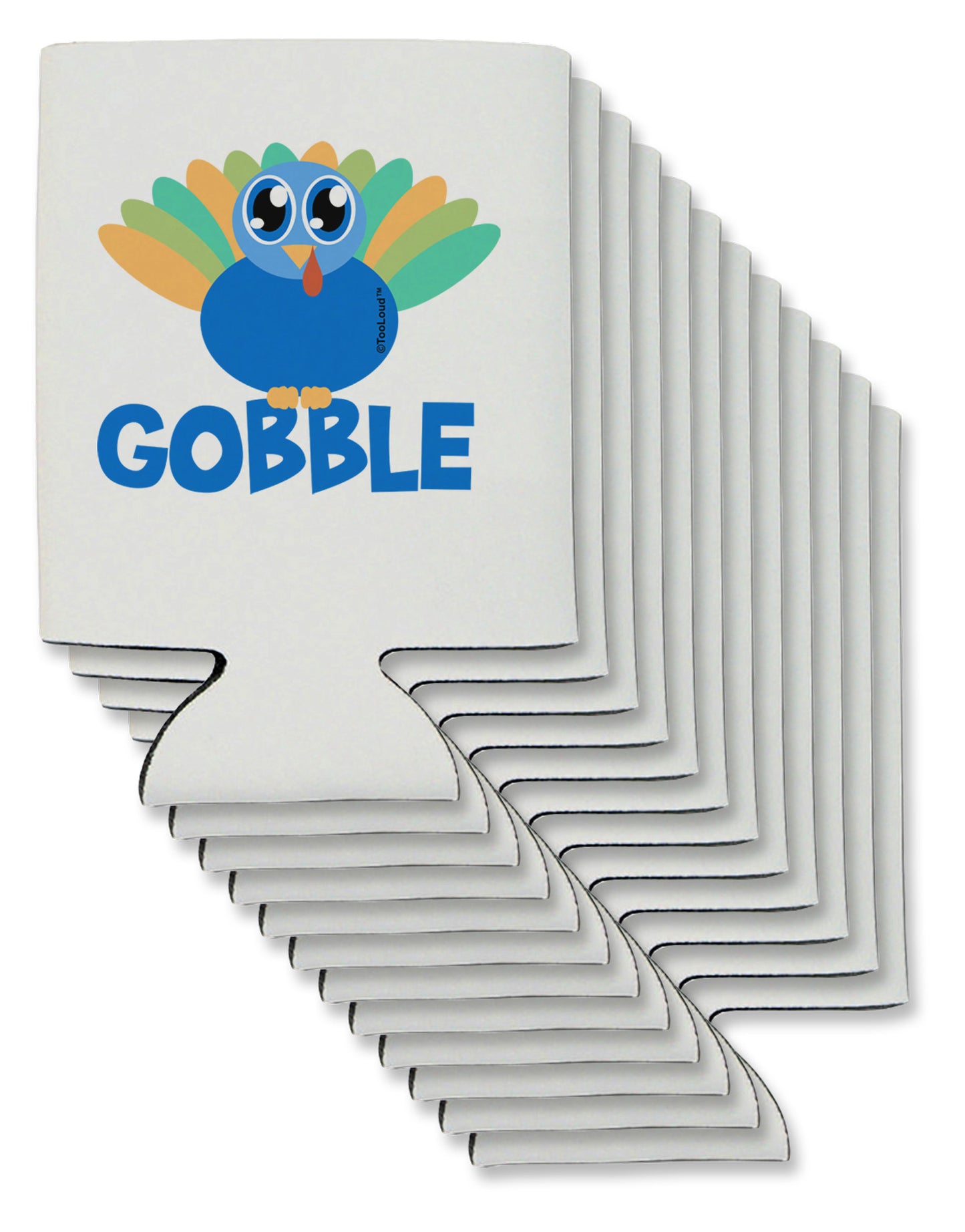 Cute Gobble Turkey Blue Can / Bottle Insulator Coolers-Can Coolie-TooLoud-12-Davson Sales