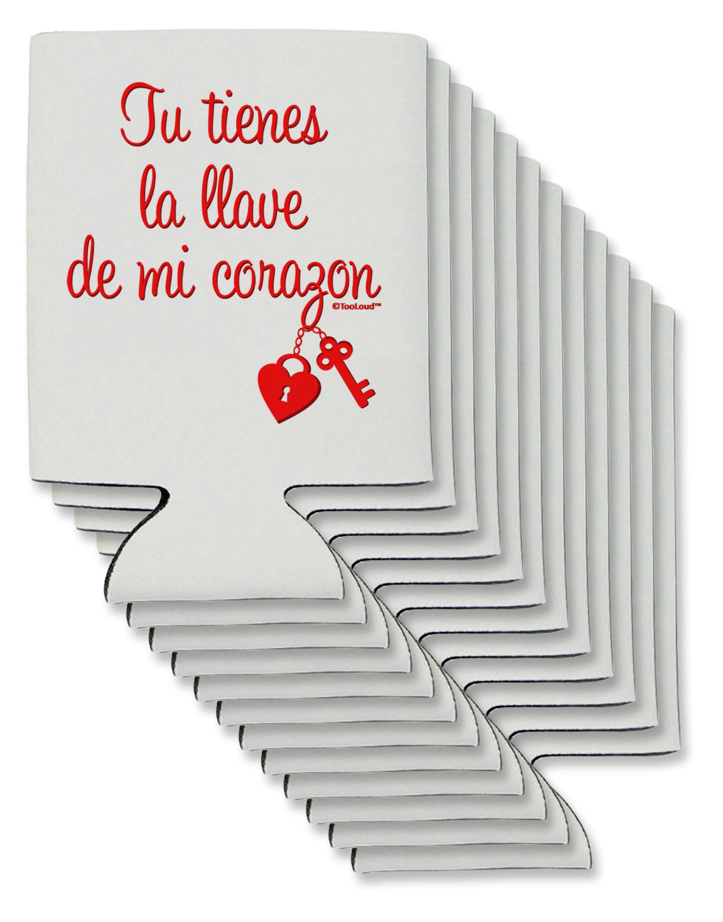 Tu Tienes La Llave De Mi Corazon Can / Bottle Insulator Coolers by TooLoud-Can Coolie-TooLoud-12-Davson Sales