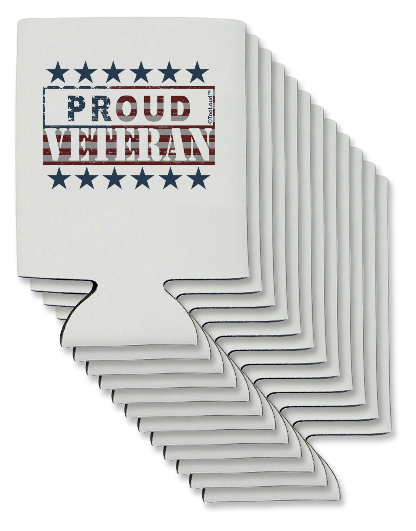Proud Veteran Flag Can / Bottle Insulator Coolers-Can Coolie-TooLoud-12-Davson Sales