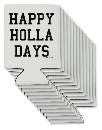 Happy Holla Days Text Can / Bottle Insulator Coolers by TooLoud-Can Coolie-TooLoud-12-Davson Sales